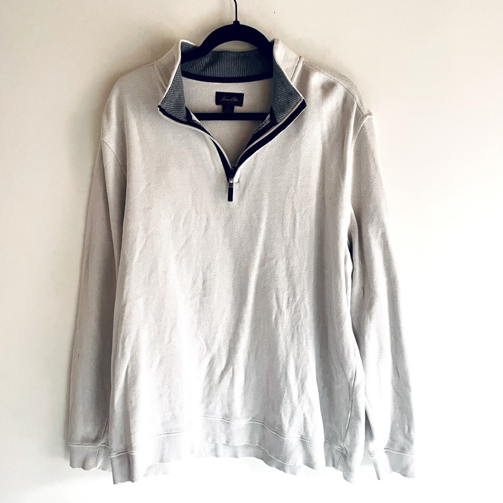 Men’s Tasso Elba White Polo Style Half Zip sz XL - Picture 1 of 8